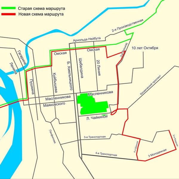 Омской маршрутке изменили схему движения