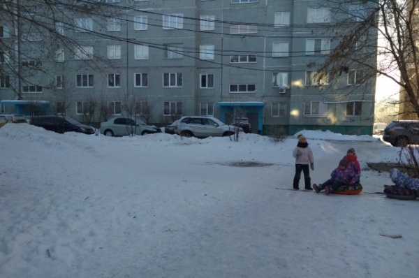 В Омске установили горку со спуском в дерево