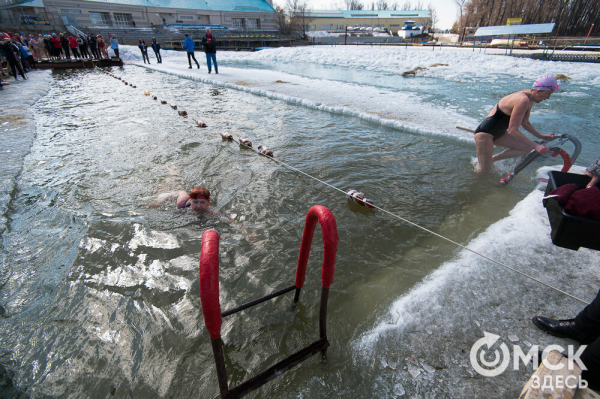 Омские "Моржи" совершили праздничный заплыв Омские "Моржи" совершили праздничный заплыв