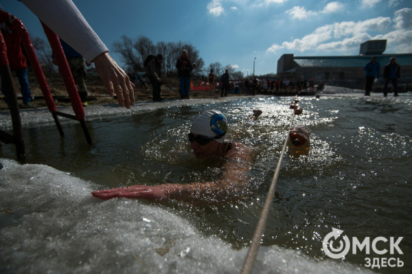 Омские "Моржи" совершили праздничный заплыв Омские "Моржи" совершили праздничный заплыв