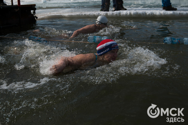 Омские "Моржи" совершили праздничный заплыв Омские "Моржи" совершили праздничный заплыв