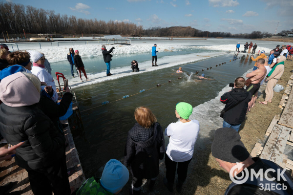 Омские "Моржи" совершили праздничный заплыв Омские "Моржи" совершили праздничный заплыв