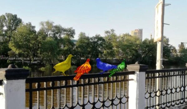 На набережной Оми разрешили поставить двухметровых олимпийцев, но не цветных голубей На набережной Оми разрешили поставить двухметровых олимпийцев, но не цветных голубей