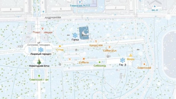 Омичи могут посмотреть на карте расположение ёлок, катков и горок Омичи могут посмотреть на карте расположение ёлок, катков и горок