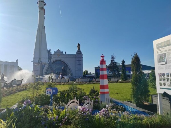 Омский ландшафт на ВДНХ: кровохлёбка, щучка и сосна Омский ландшафт на ВДНХ: кровохлёбка, щучка и сосна