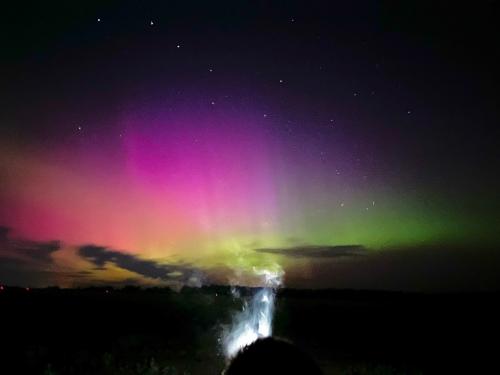 Омскую область озарило полярное сияние