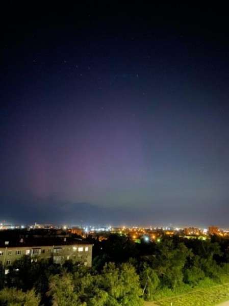 Омскую область озарило полярное сияние