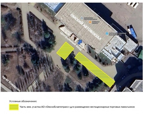 Площади у входа в автовокзал в Омске сдают под киоски